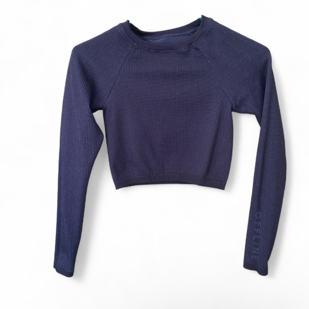 Aerie Blue Fitted Crop Hoodie